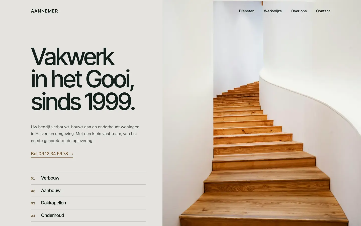 Voorbeeldwebsite: aannemer in 't Gooi