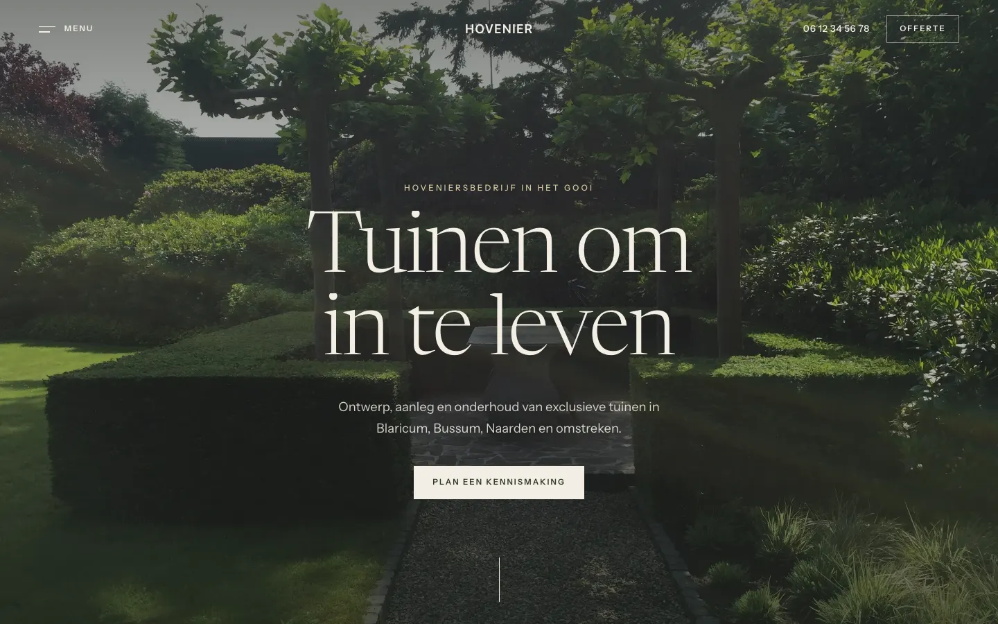 Voorbeeldwebsite: hovenier in Blaricum